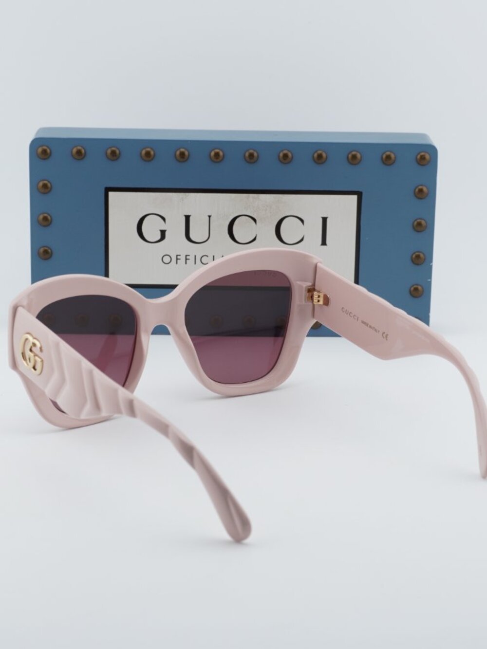 Gucci GG0808S 003 Cat Eye Sunglasses - Shiny Pink / Violet - Picture 10 of 11